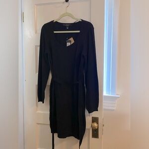 Vera Moda Sweetheart Long Sleeve Sweater Midi Dress with Tie Size Large